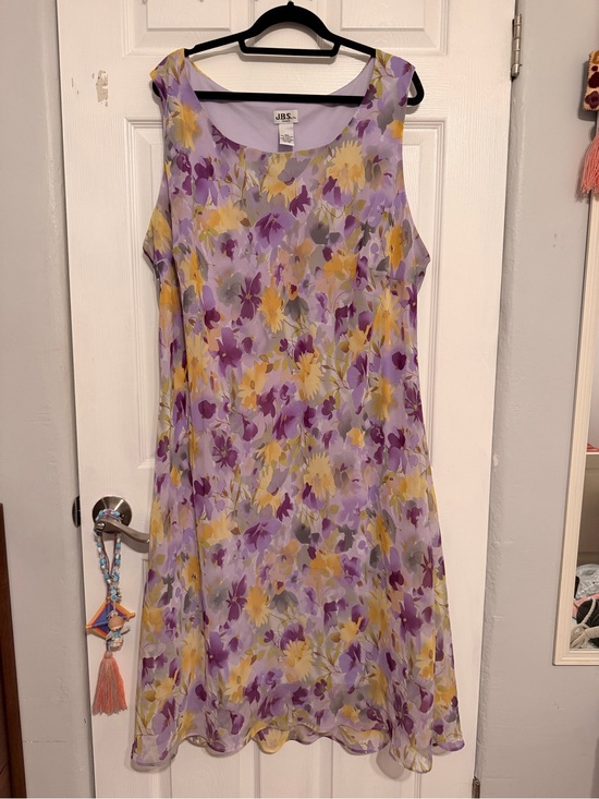 J.B.S. Dresses & Skirts - Vintage Purple Floral Chiffon Dress Plus Size 26W